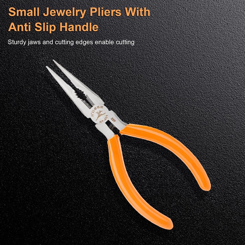Rongon Small Needle Nose Pliers 5 Inch Precision Long Nose Plier Jewelry Pliers Tools Craftsman Tool Kit for Bending Wire, Handcraft, PCB Board, Working in Tight Areas - Image 3